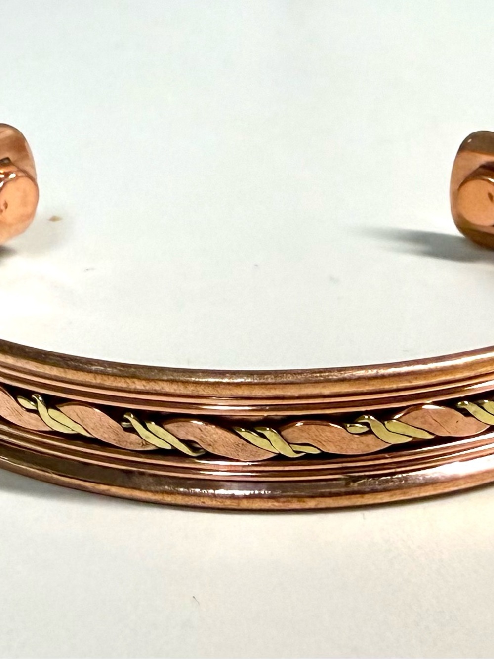 Real Copper & Gold Twisted Cuff Bracelet - Women Jewelry